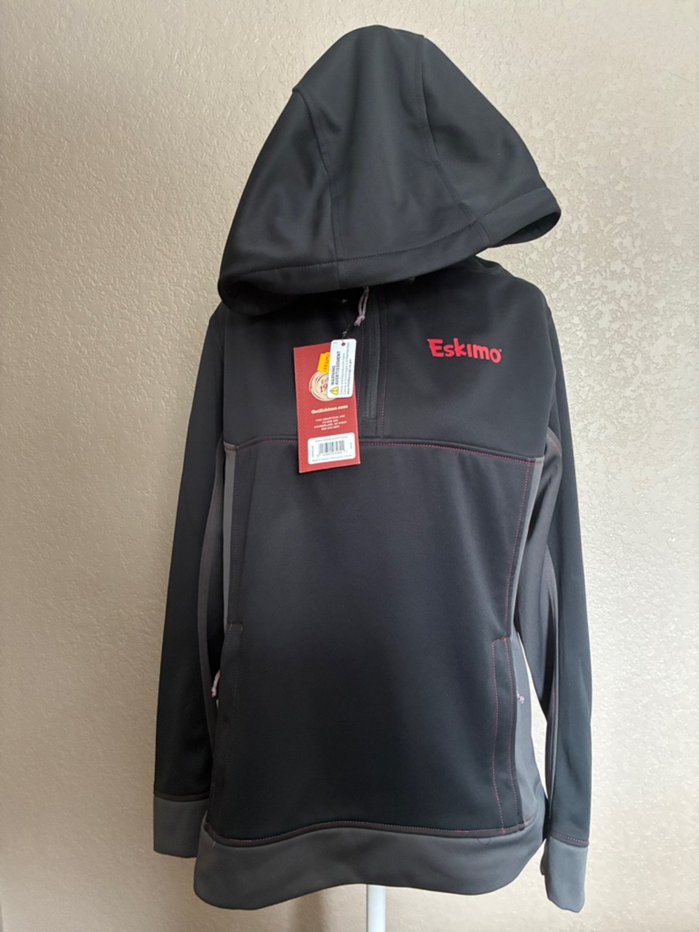 Men's Black & Gray Hooded Pullover Sweatshirt